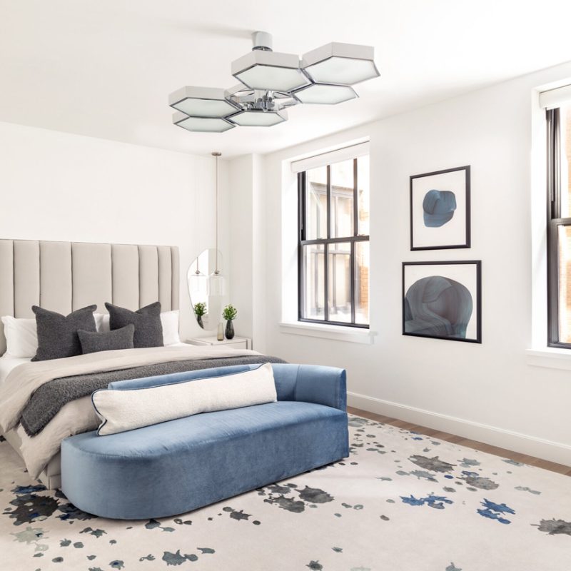 abstract design rug in a modern bedroom from our abstract contemporary collection