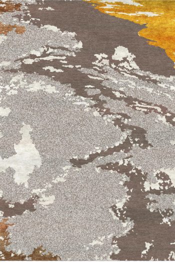 abstract rug design in dimentional pile of wool and sillk