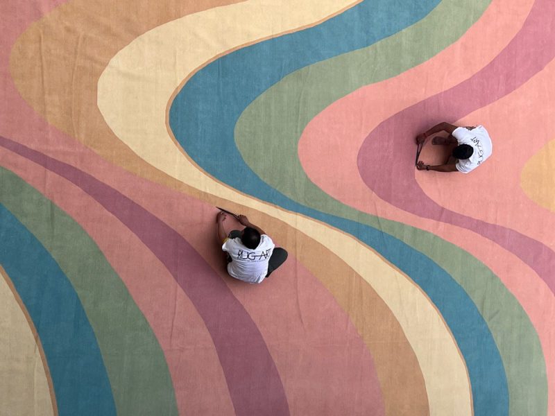 hand knotted wool and silk rug collections at rug art nyc. collaboration of rug collection sasha bikoff and rug art nyc