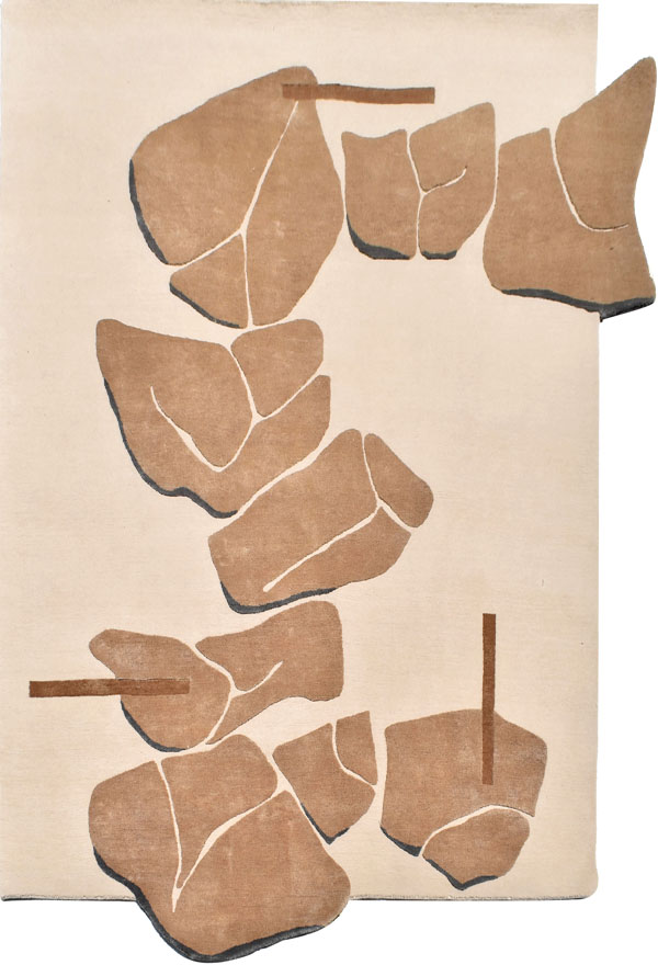 modern abstract rug design in handknotted wool and silk