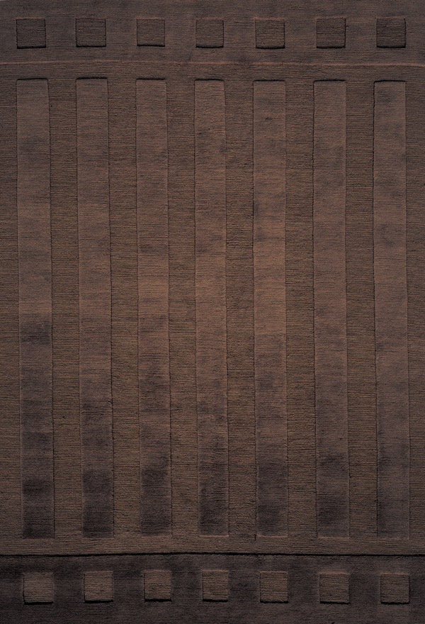 corbu. modern geometric rug design in chocolate brown tone.