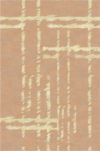 brown and gold linear design handknotted rug from rug art