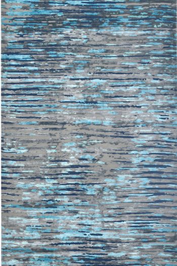 abstract rug design in blue tones in wool and silk. rug art nyc