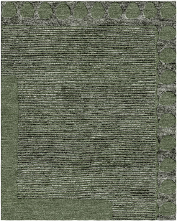 textured design rug in high and low cut pile. luxurious rugs by rug art nyc. green rug