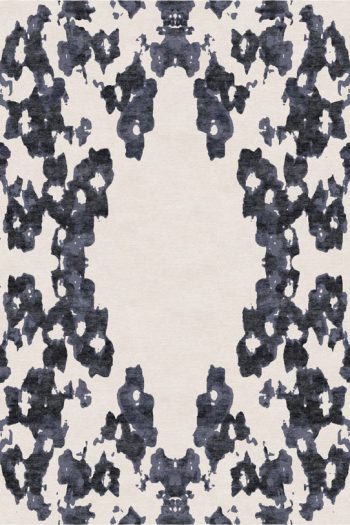 abstract floral design rug handmade luxurious carpet. black and ivory by rug art nyc