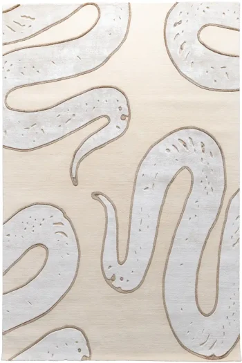 imperial Snake bespoke hand knotted luxury rug featuring a low pile turkish knot and fluid serpent inspired design in wool and silk