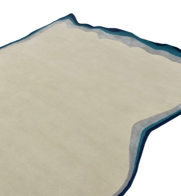 contemporary handmade irregular shape rug design with border